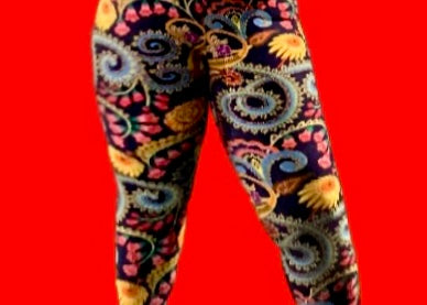 Blue Mania Curvy Plus Leggings (Navy Blue & Rainbow Multi)