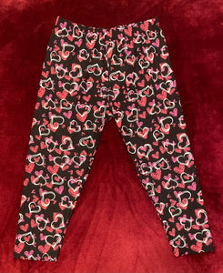 Love Me Long Time Capri Curvy Plus Leggings (Black, Pink, Red & White)