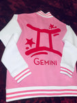 Fallon Aurielle Unisex Signature Gemini Logo & Name Zodiac Jacket (Pink, White & Red)