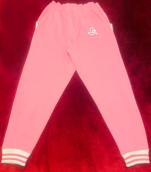 Fallon Aurielle Unisex Signature Sagittarius Logo & Name Zodiac Jacket Jogging Set (Pink & White)