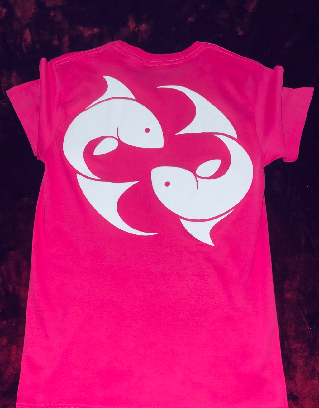 Fallon Aurielle Unisex Signature Pisces Logo Zodiac T-Shirt (Neon Pink & White)