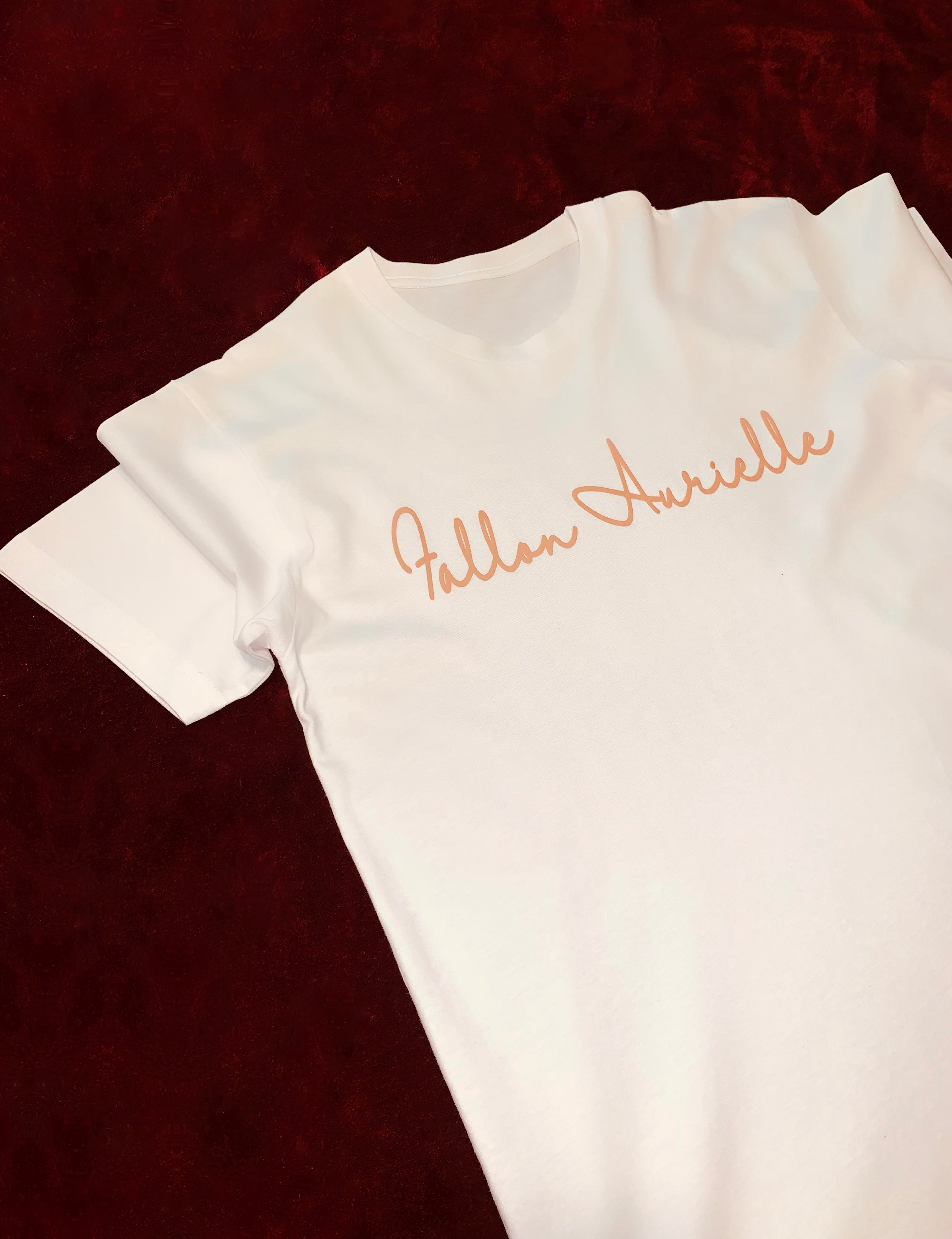 Fallon Aurielle Unisex Signature Classic T-Shirt (White & Tan)