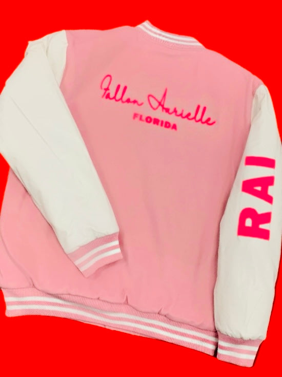 Fallon Aurielle Unisex Signature Florida Rep Yo Set & Name Members Only Jacket (Pink & White)