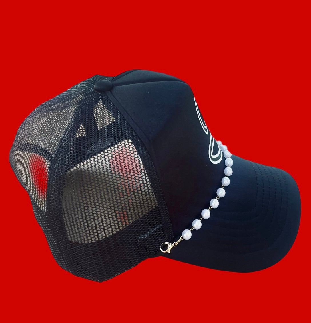 Fallon Aurielle F.A. 2 Tone Signature Classic Pearl Trucker Snapback Hat (Black & White)