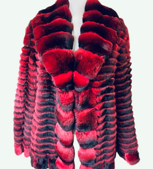 Fallon Aurielle Red Rum Chinchilla Coat (Red & Black)