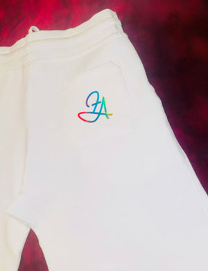 Fallon Aurielle Unisex Signature Taurus Bull Logo & Name Zodiac Short Set (White & Rainbow)