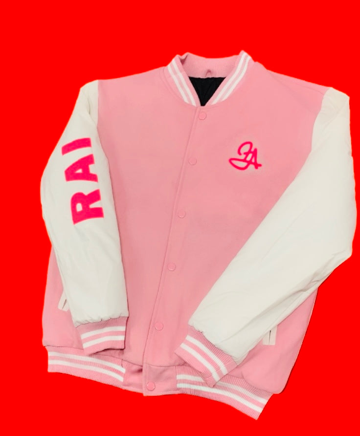 Fallon Aurielle Unisex Signature Florida Rep Yo Set & Name Members Only Jacket (Pink & White)