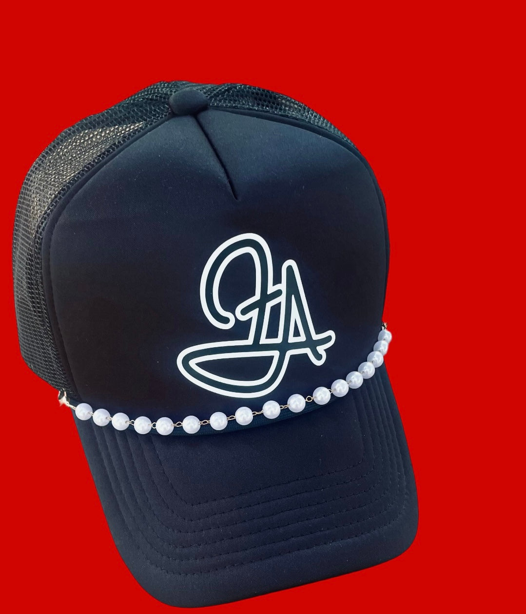 Fallon Aurielle F.A. 2 Tone Signature Classic Pearl Trucker Snapback Hat (Black & White)