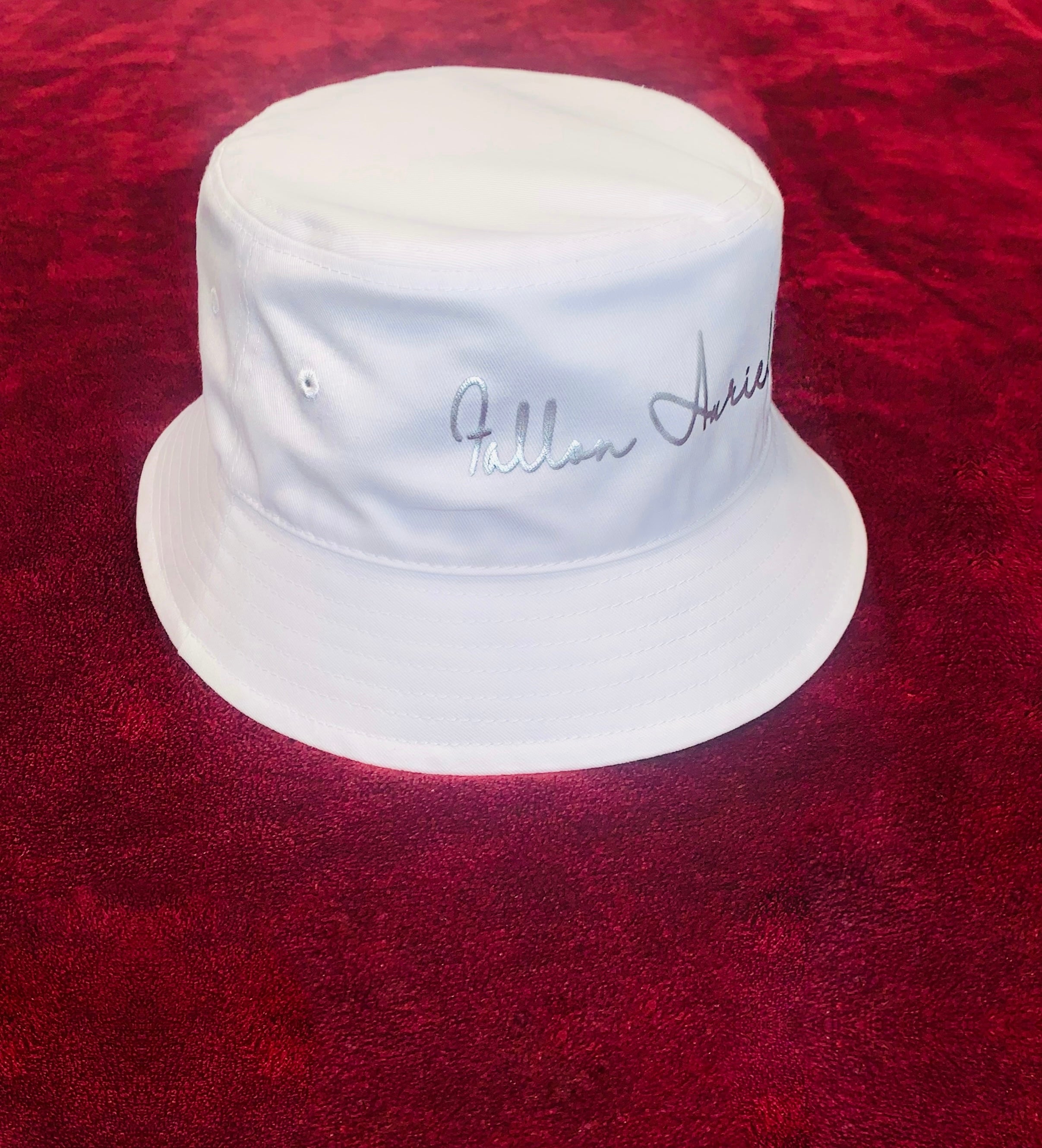 Fallon Aurielle Signature Classic Bucket Hat (White & Silver)