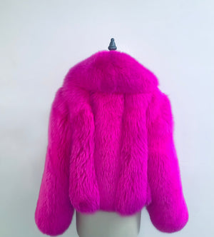 Fallon Aurielle Barbie Fox Fur Jacket (Hot Pink)