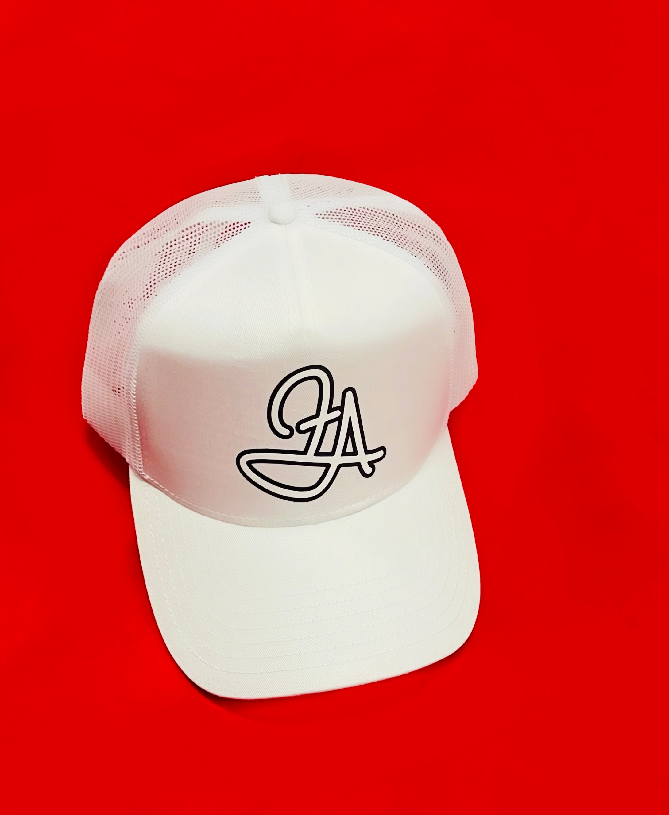 Fallon Aurielle F.A. 2 Tone Signature Classic Trucker Snapback Hat (White & Black)