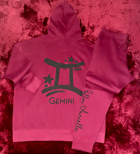 Fallon Aurielle Unisex Signature Gemini Logo & Name Zodiac Jogging Set (Burgundy & Black)