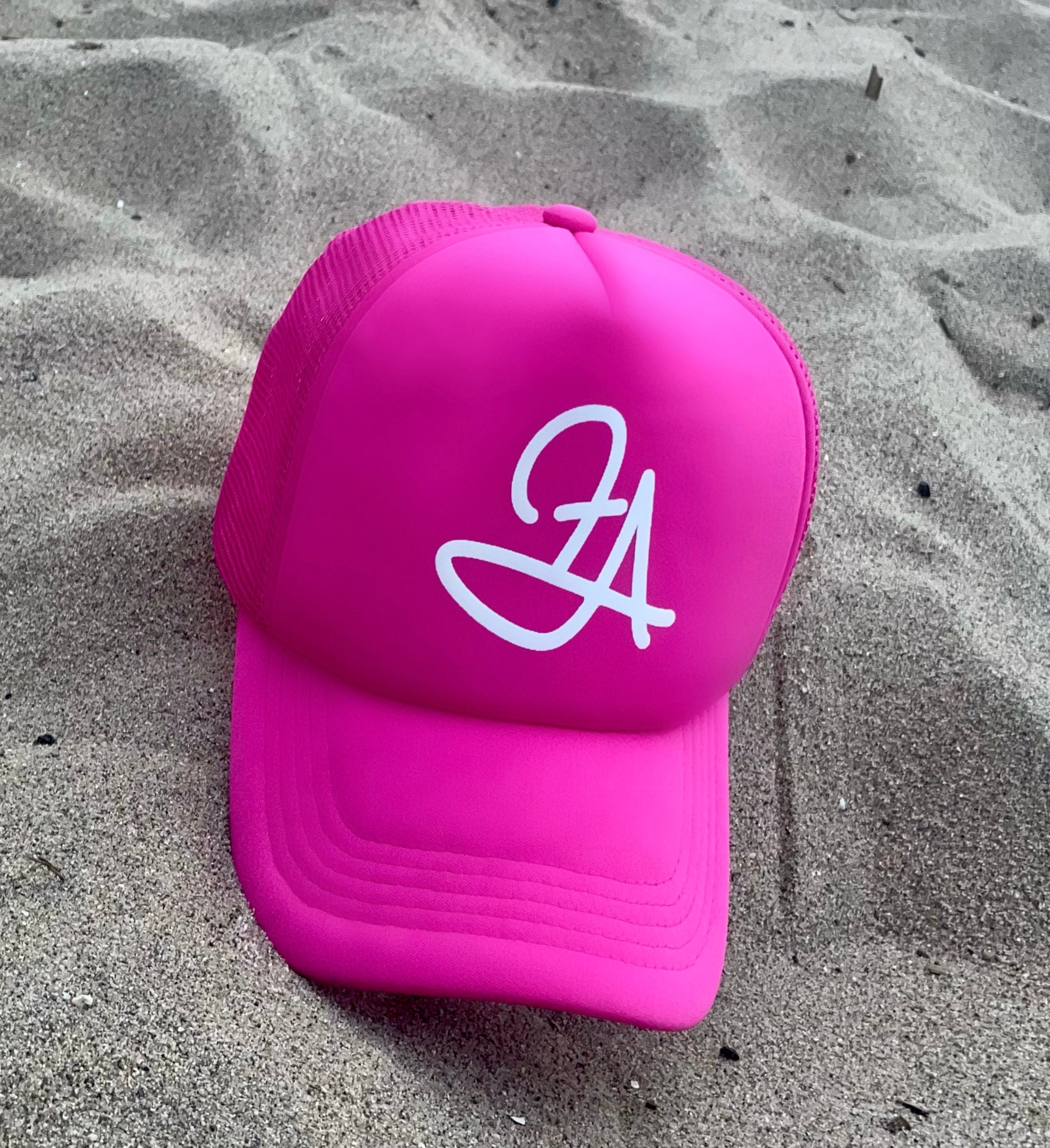 Fallon Aurielle F.A. Signature Classic Trucker Snapback Hat (Neon Pink & White)