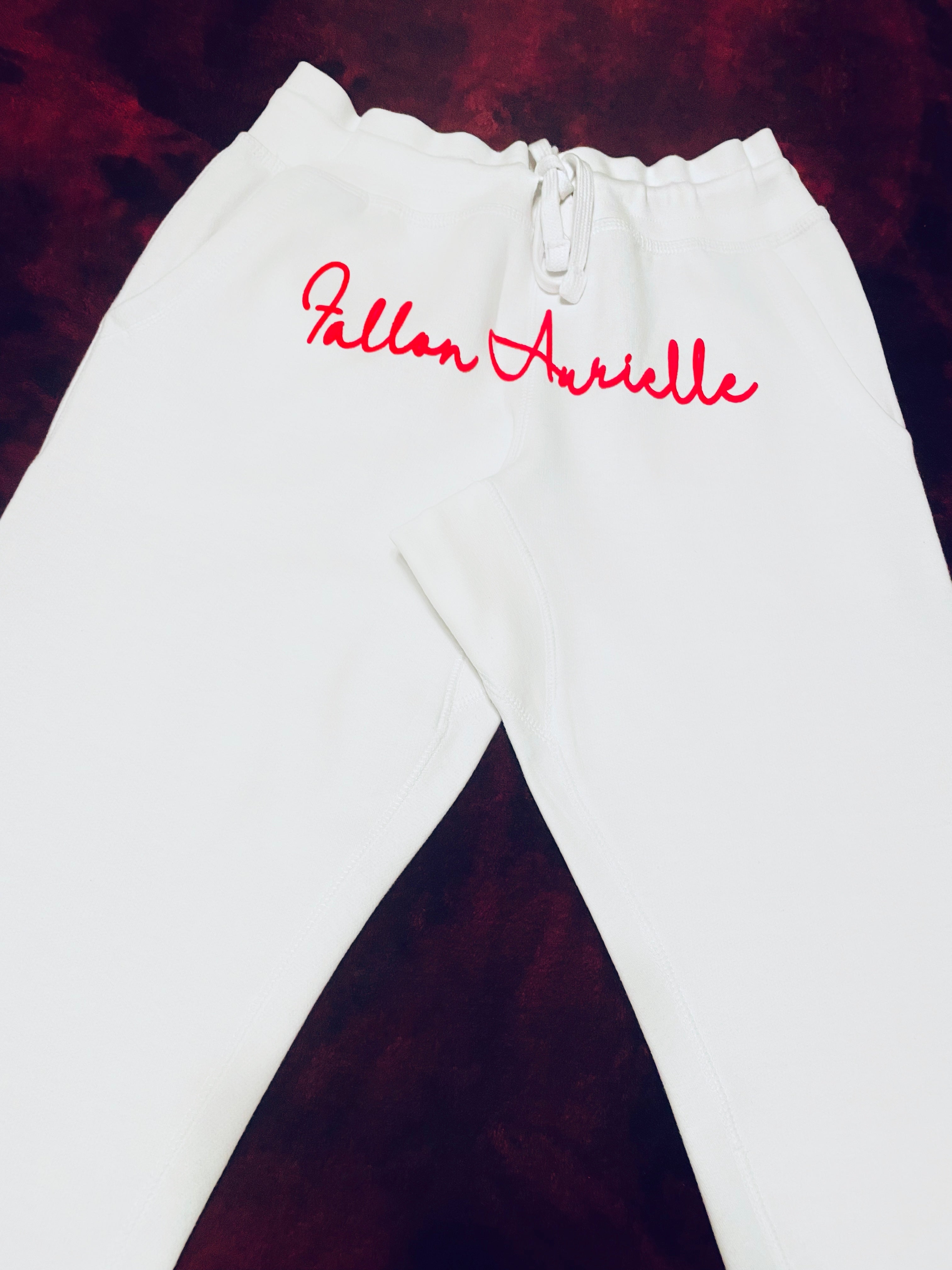 Fallon Aurielle Unisex Signature Joggers (White & Red)