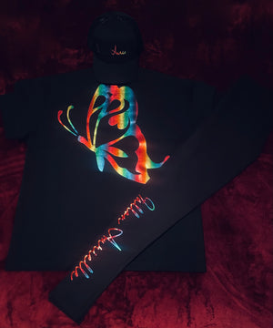 Fallon Aurielle Unisex Signature Rainbow Butterfly T-Shirt (Black & Rainbow Multi)