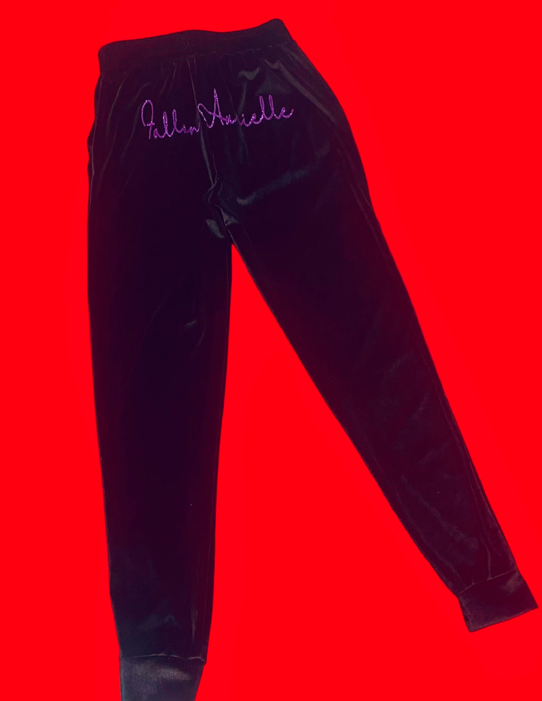 Fallon Aurielle Signature Classic Velour Jogging Set (Black & Purple Sparkle)