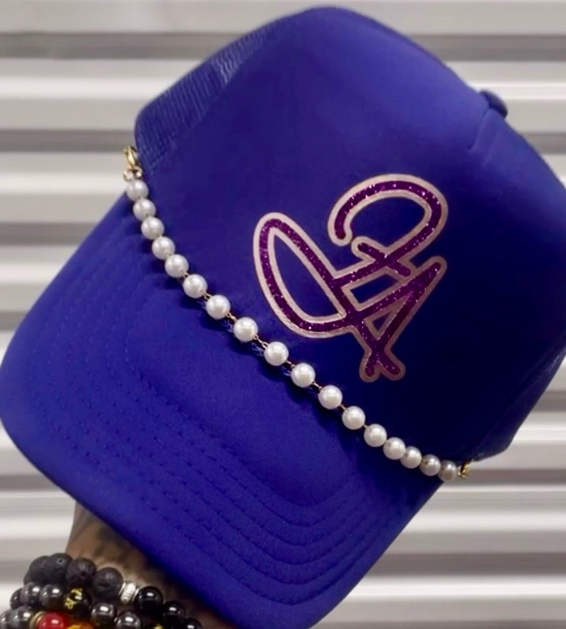 Fallon Aurielle F.A. 2 Tone Signature Classic Pearl Trucker Snapback Hat (Purple Sparkle & Rose Gold)