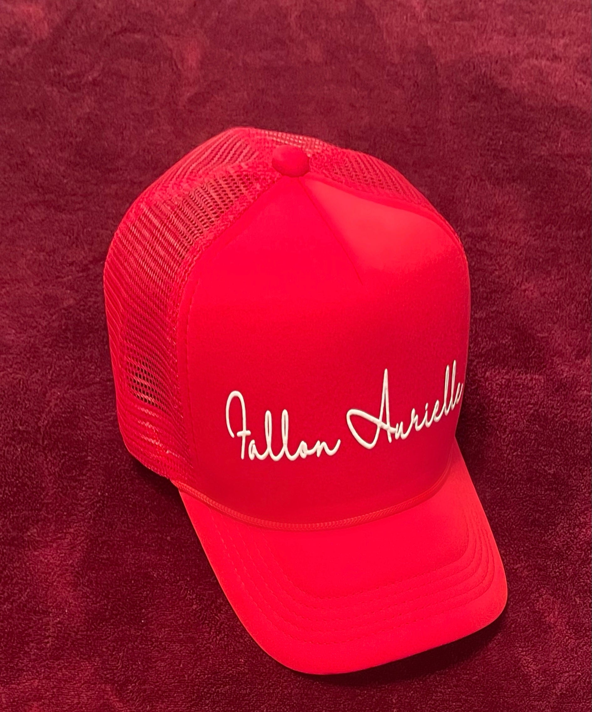 Fallon Aurielle Signature Classic Trucker Snapback Hat (Red & White)