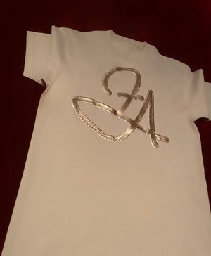 Fallon Aurielle & F.A. Unisex Signature T-Shirt (Taupe Tan & Gold)