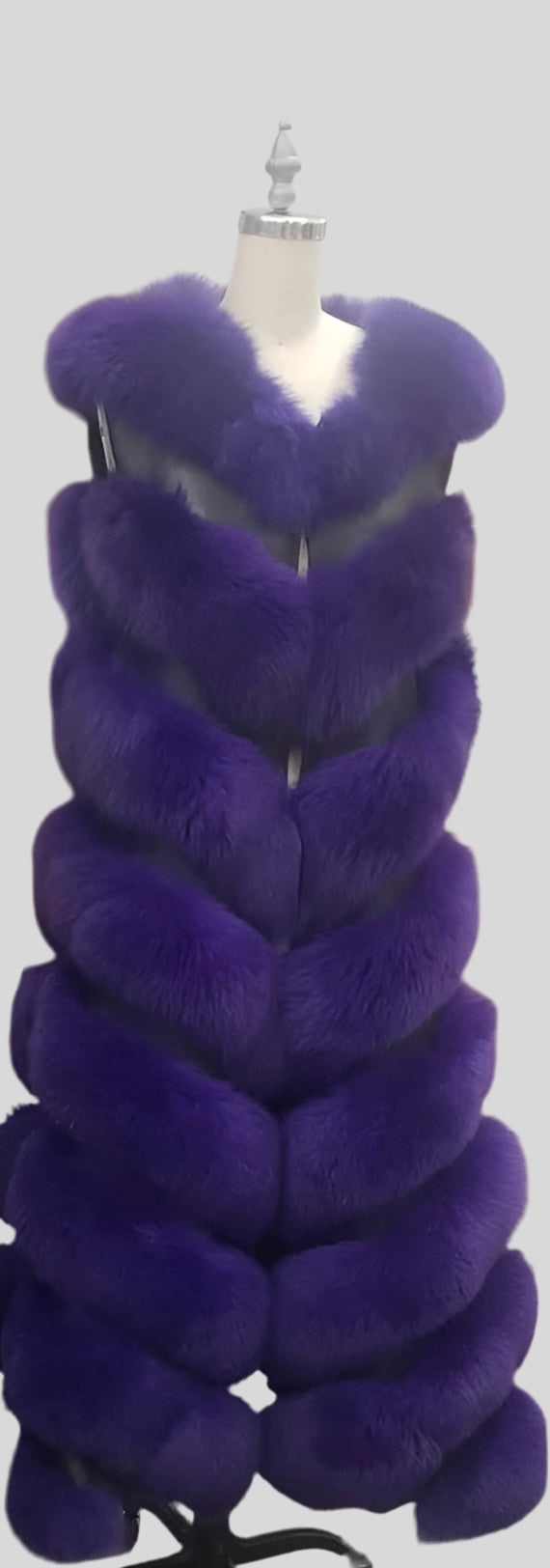 Fallon Aurielle Long Fox Fur Vest (Purple)