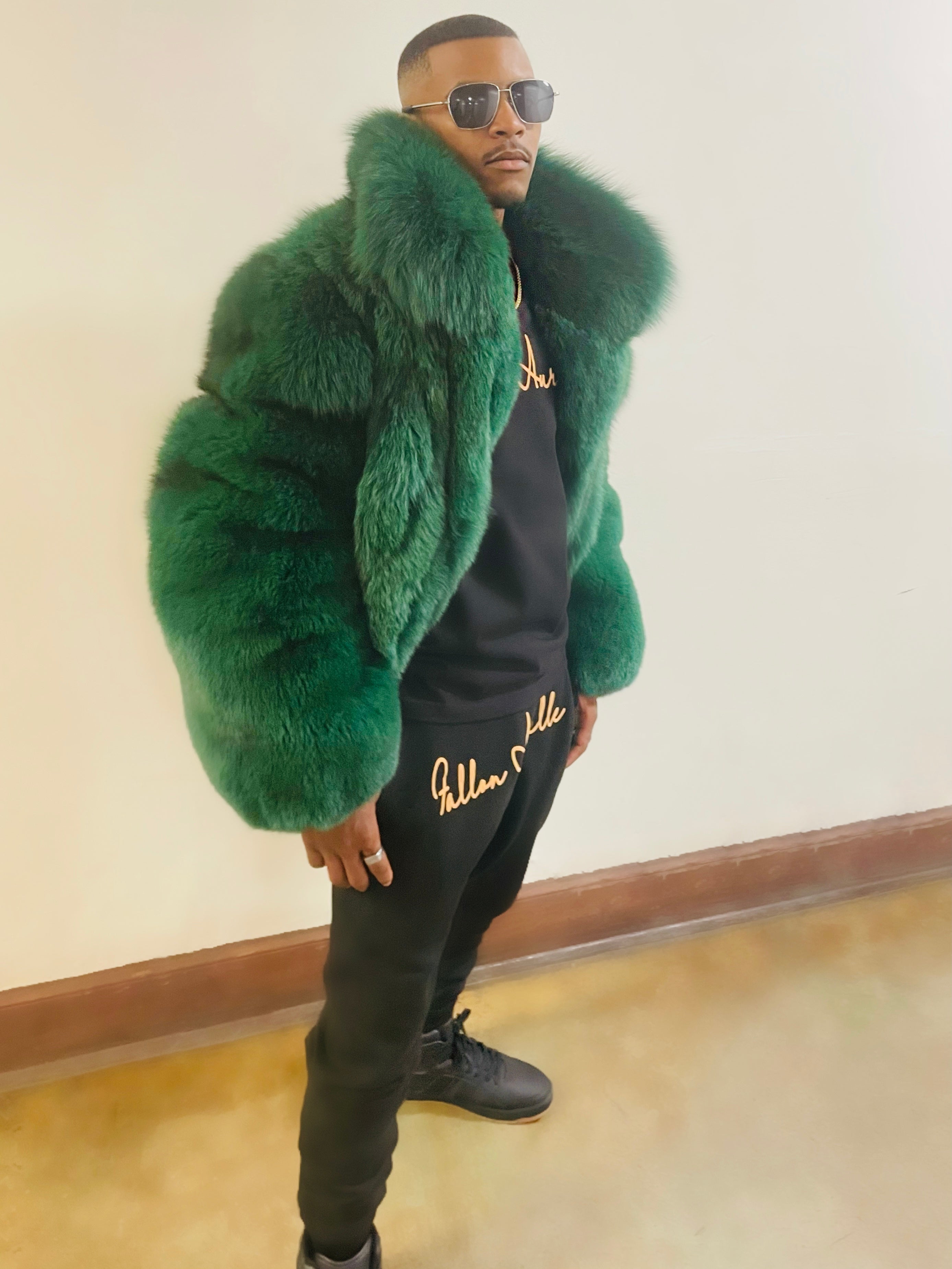 Fallon Aurielle Envy Fox Fur Coat (Hunter Green)