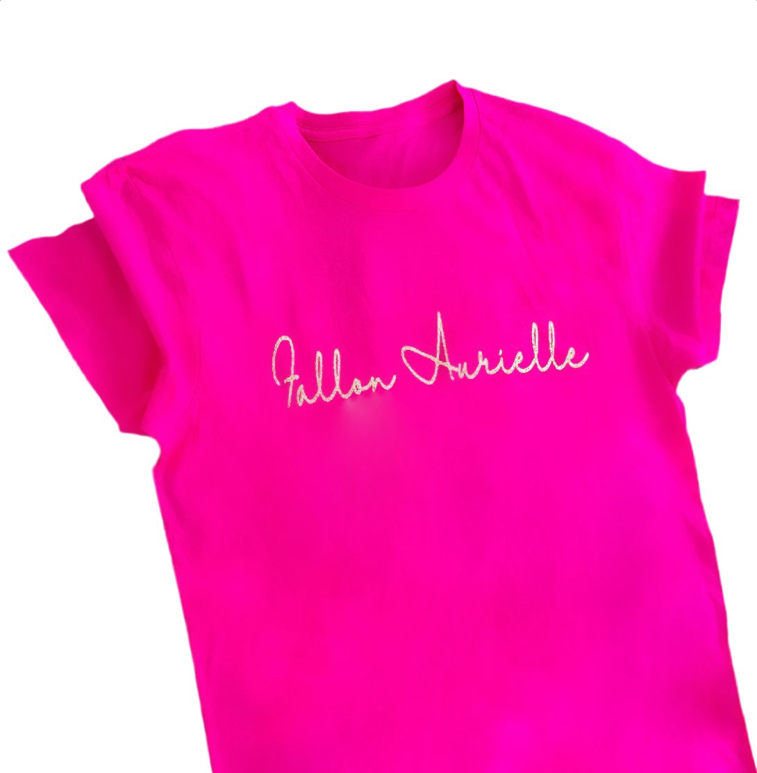 Fallon Aurielle Signature Classic Logo Leggings Set (Neon Pink, Gold & Camo Multi)