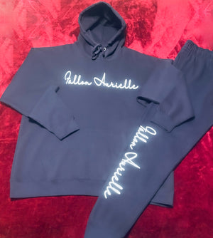 Fallon Aurielle Unisex Signature Hoodie (Navy Blue & White)