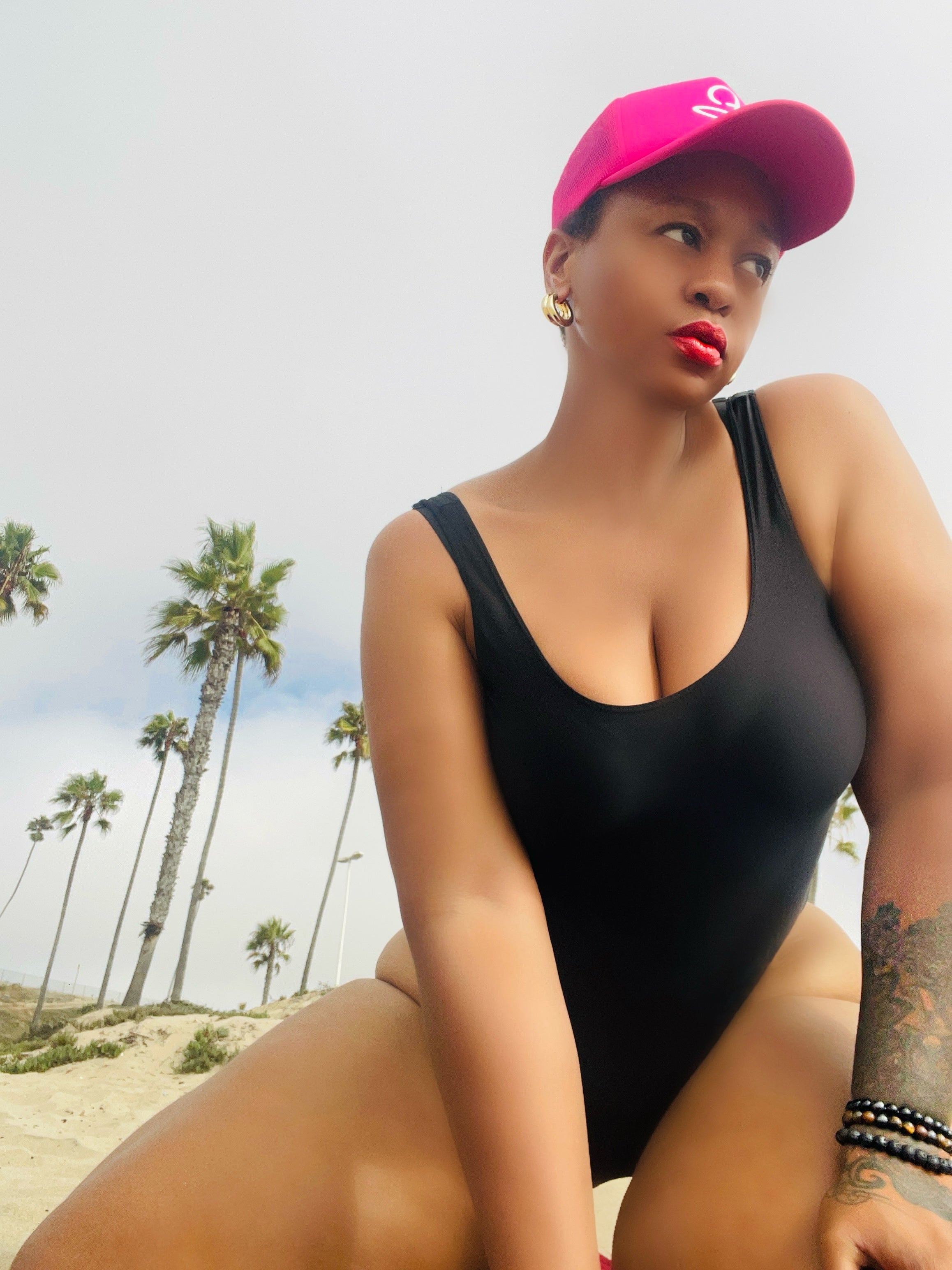 Fallon Aurielle F.A. Signature Classic Trucker Snapback Hat (Neon Pink & White)