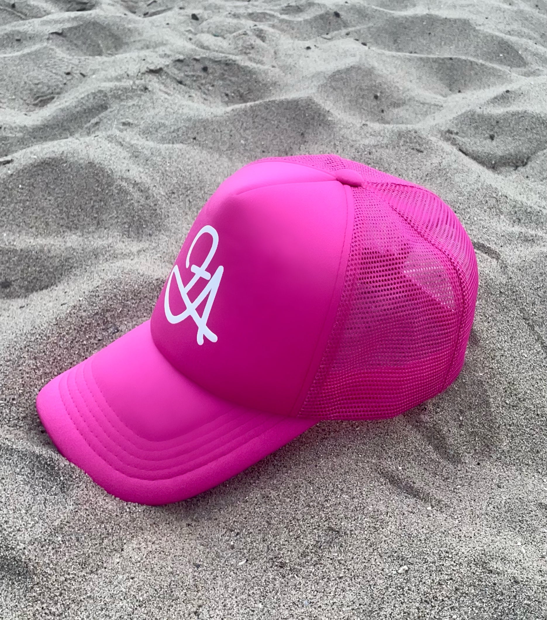 Fallon Aurielle F.A. Signature Classic Trucker Snapback Hat (Neon Pink & White)