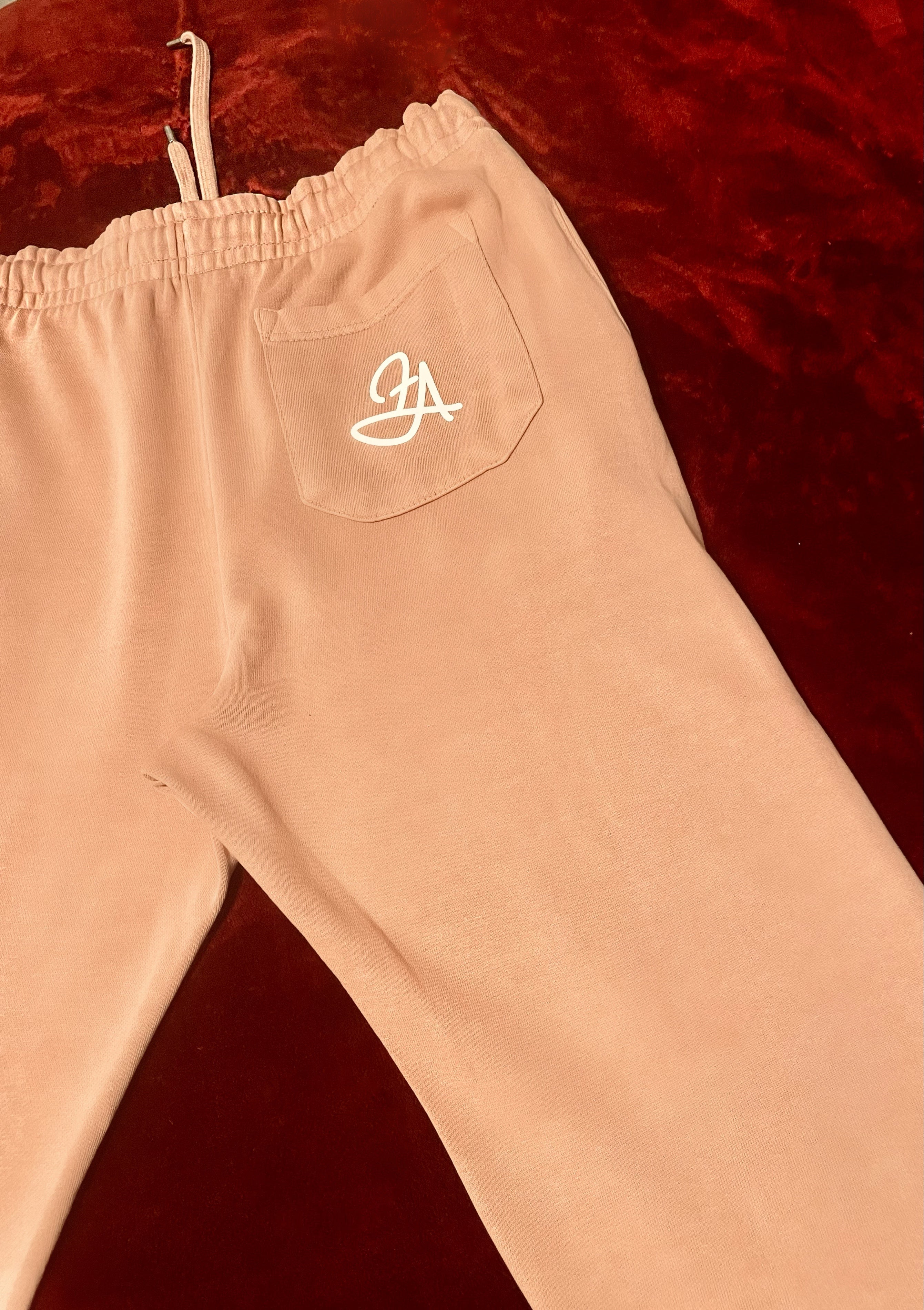 Fallon Aurielle Unisex Signature Libra Scales Logo & Name Zodiac Jogging Set (Peach, White & Red)