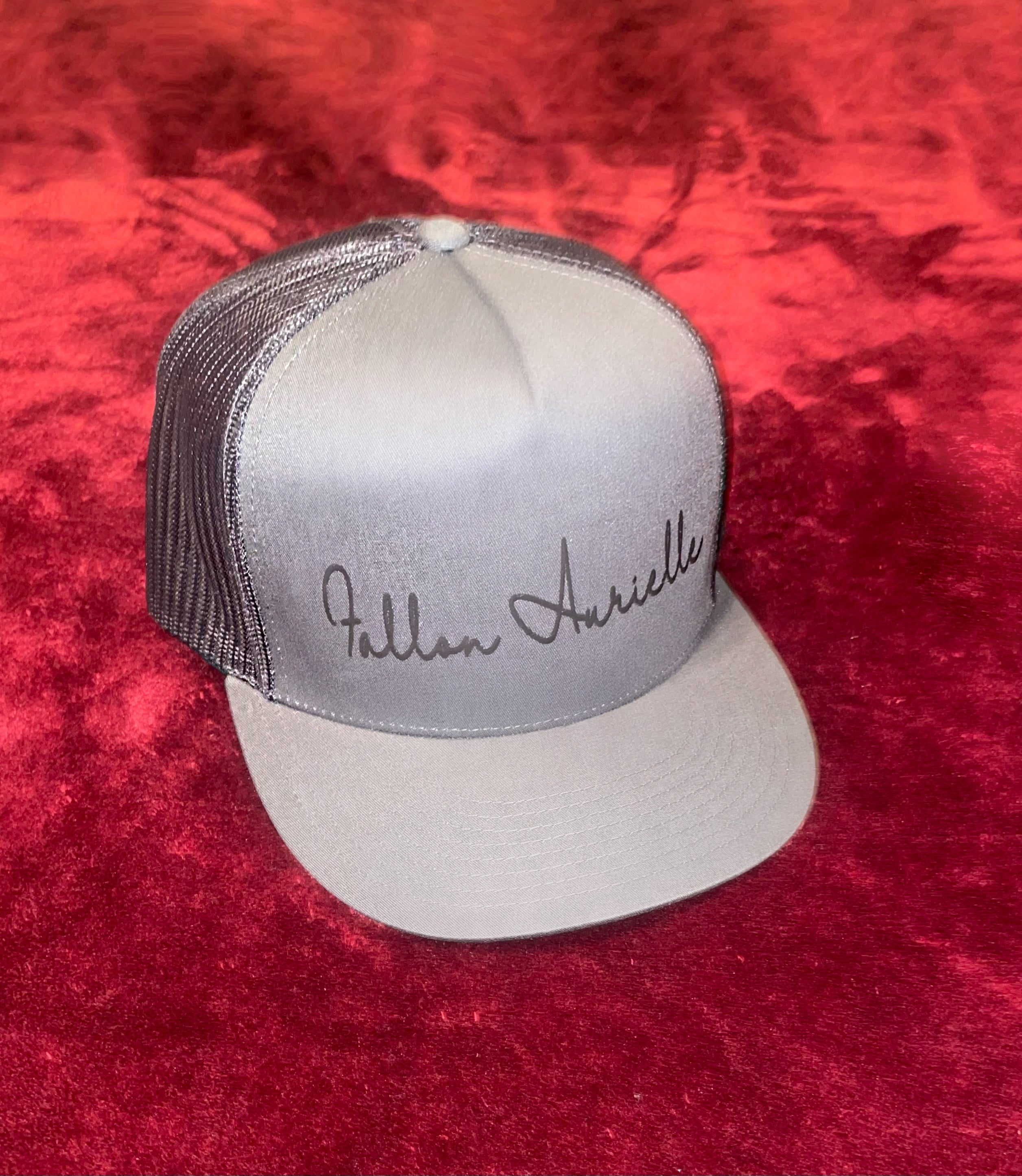 Fallon Aurielle Signature Classic Trucker Snapback Hat (Charcoal Gray & Black)