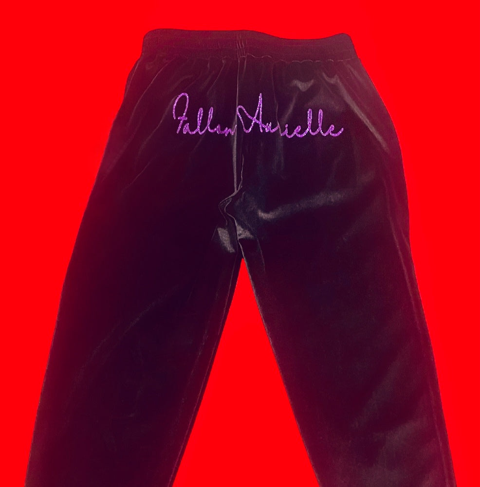 Fallon Aurielle Signature Classic Velour Jogging Set (Black & Purple Sparkle)