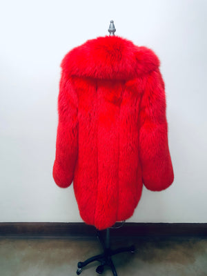 Fallon Aurielle 3/4 Fox Fur Coat (Red)