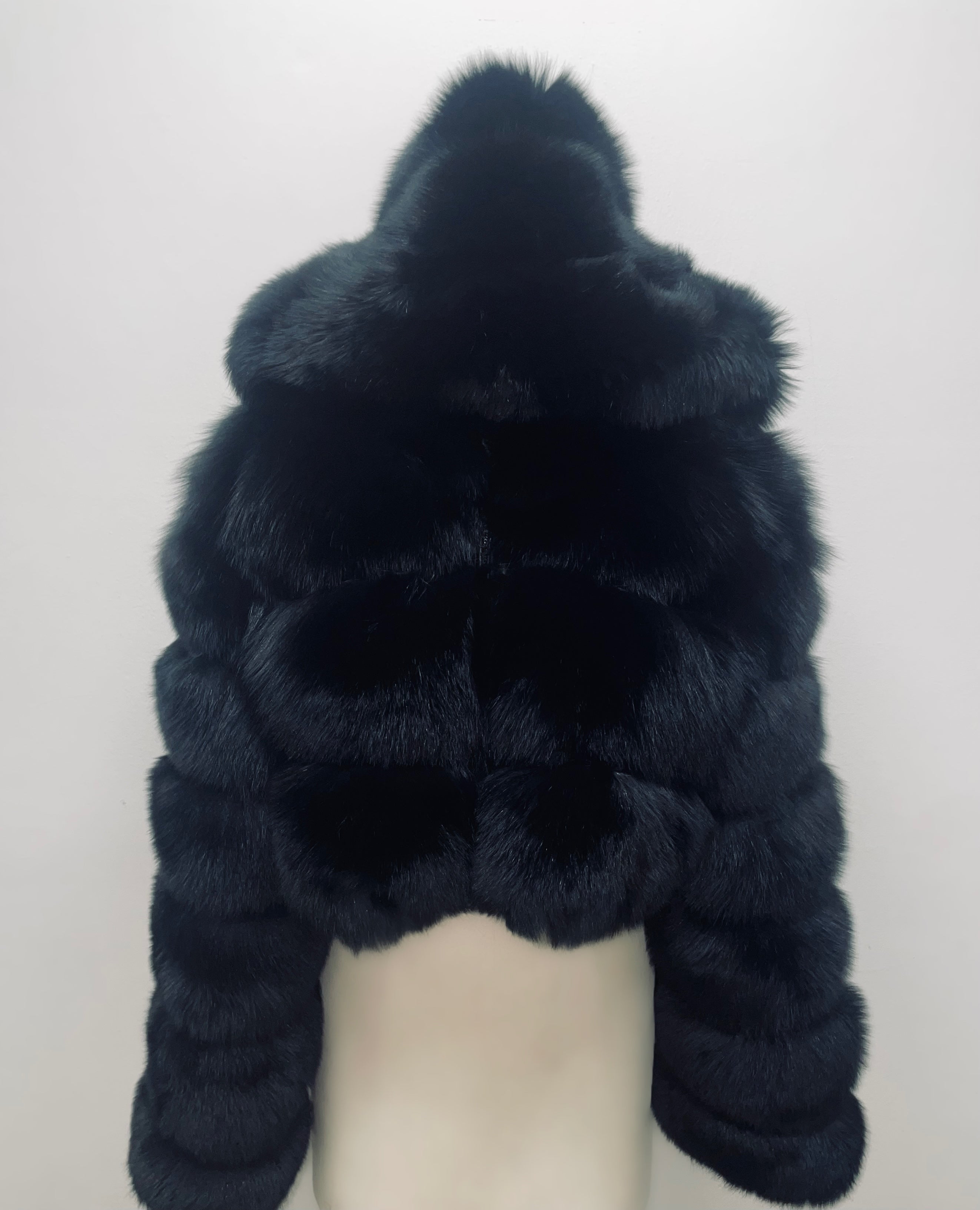 Fallon Aurielle Onyx Fox Fur Zipper Jacket (Black)