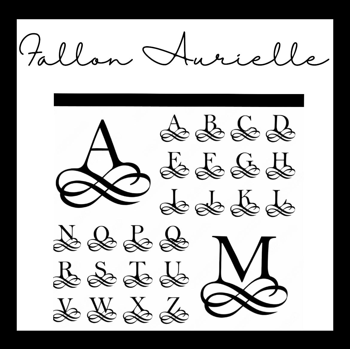 Fallon Aurielle
Unisex Signature Rep Yo Initial (A) 
A-Z Stacked Jogging Set (Black & Silver)