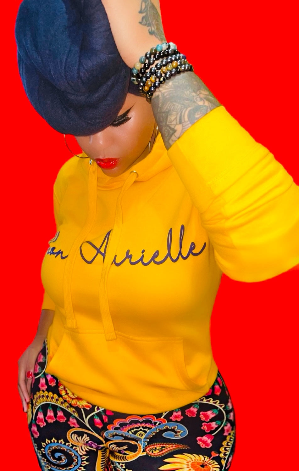 Fallon Aurielle Unisex Signature Classic Hoodie (Golden Yellow & Navy Blue)