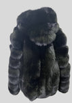 Fallon Aurielle Onyx Hooded Fox Fur Jacket (Black)