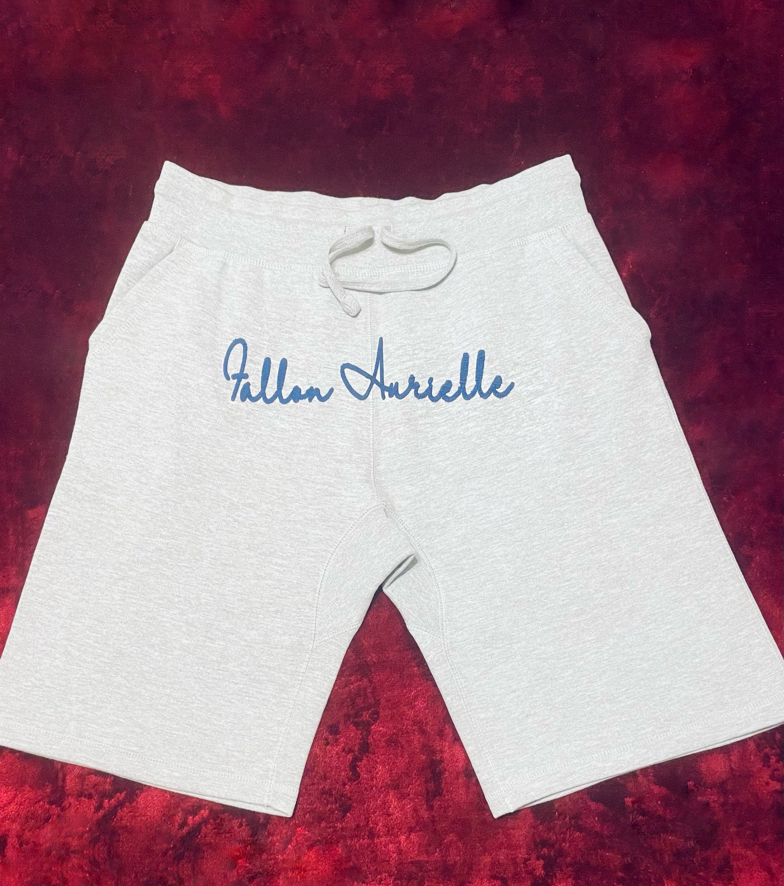 Fallon Aurielle Unisex Signature 3 Piece Spirit Animal Bear Logo Short Set (Silver Gray & Navy Blue)