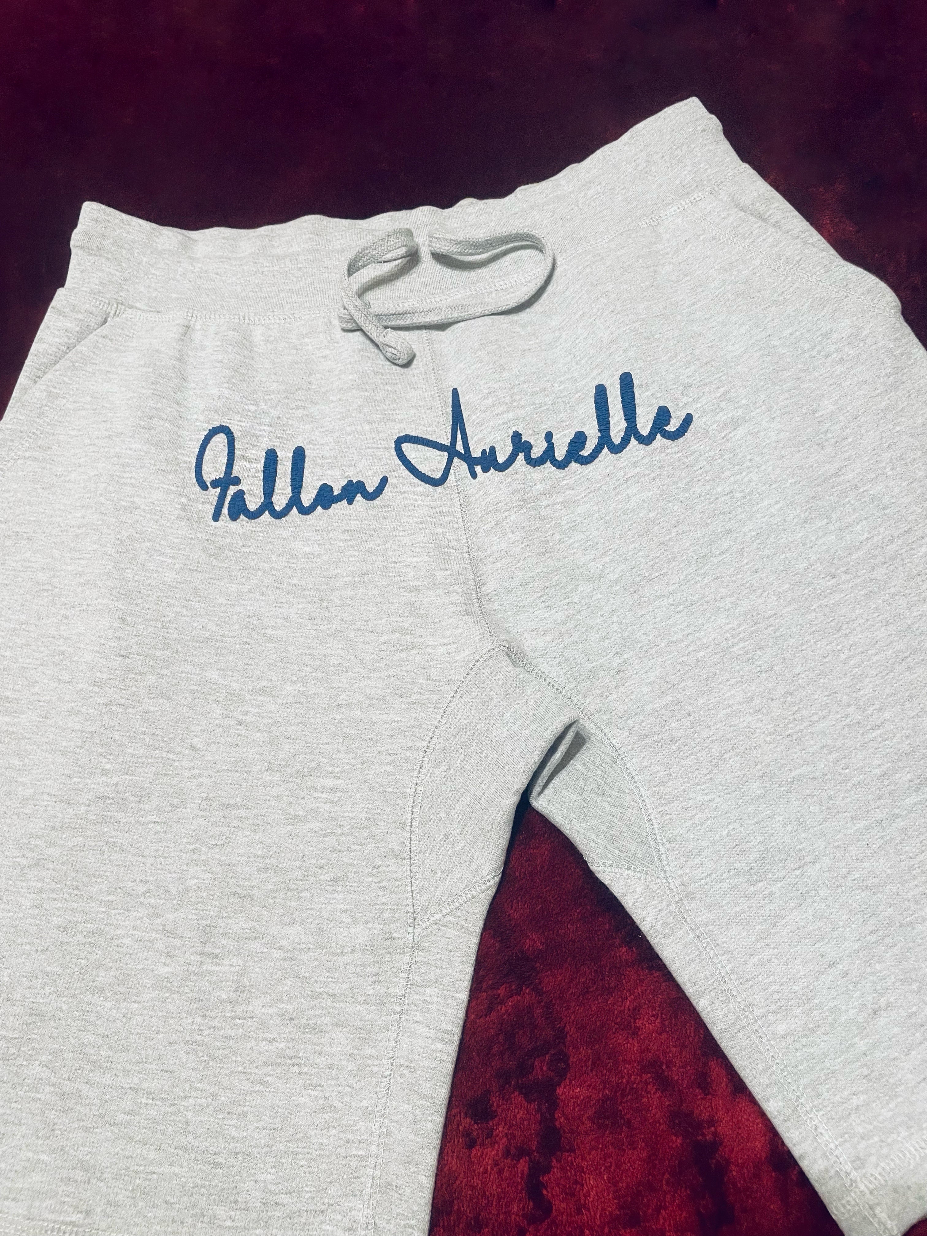 Fallon Aurielle Unisex Signature 3 Piece Spirit Animal Bear Logo Short Set (Silver Gray & Navy Blue)