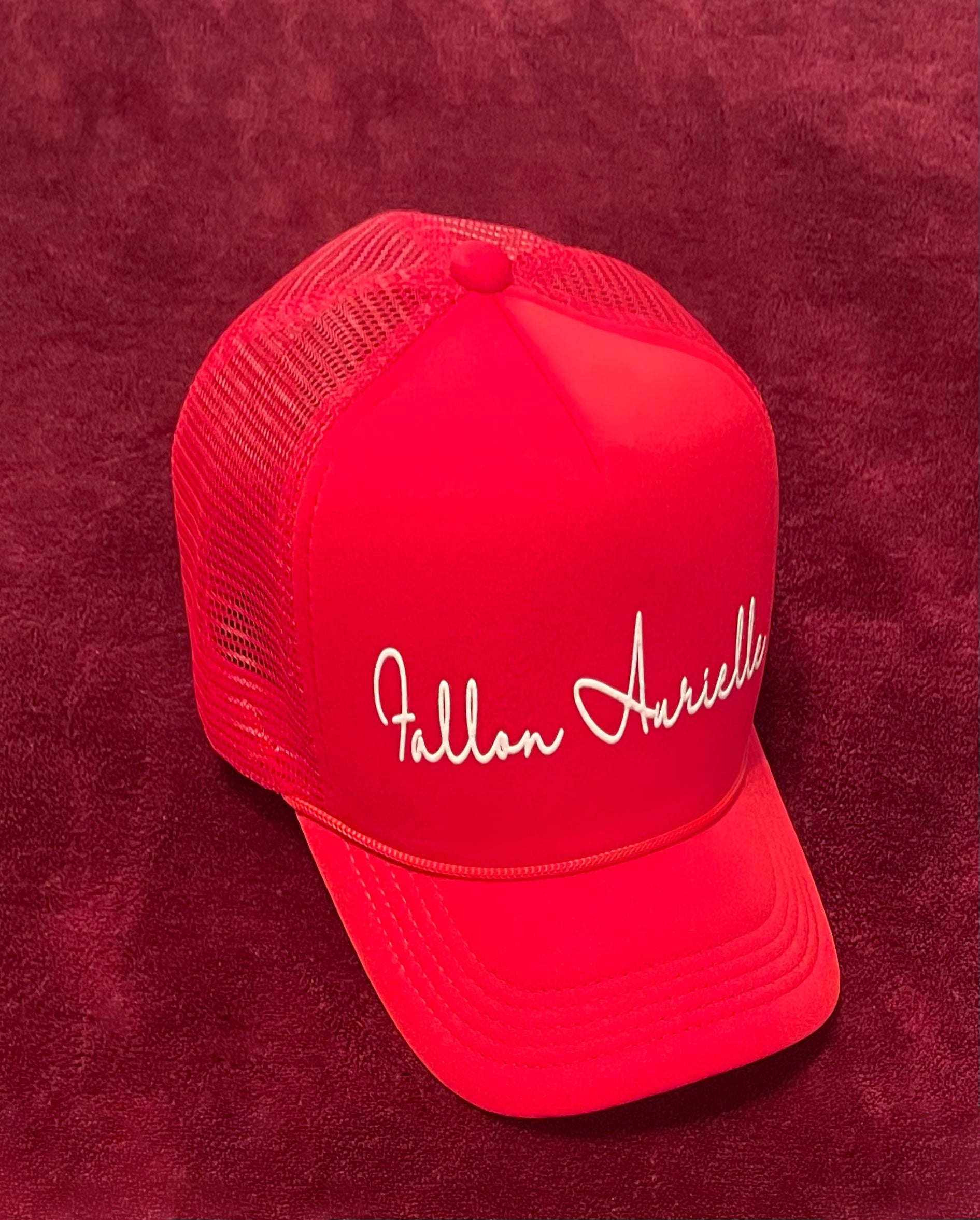 Fallon Aurielle Signature Classic Trucker Snapback Hat (Red & White)