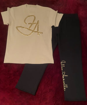 Fallon Aurielle & F.A. Unisex Signature T-Shirt (Taupe Tan & Gold)