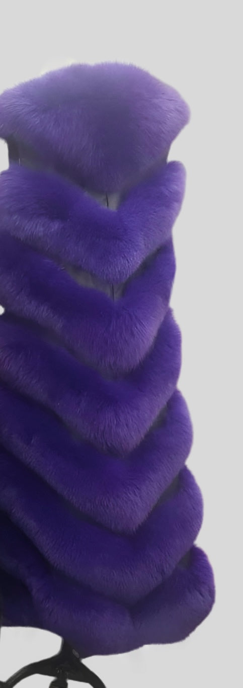 Fallon Aurielle Long Fox Fur Vest (Purple)