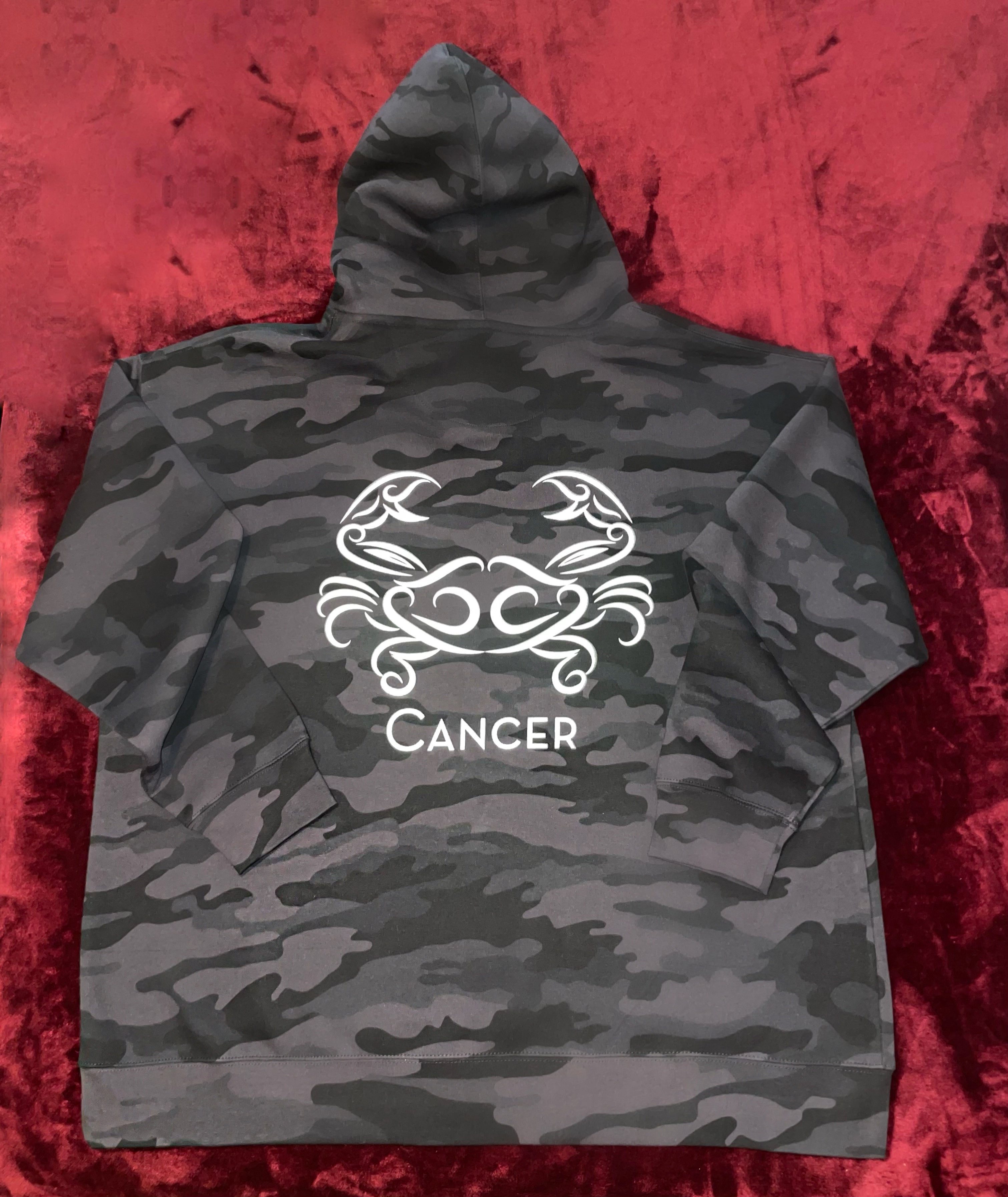 Fallon Aurielle Unisex Signature Cancer Logo & Name Zodiac Hoodie (Gray, Black & Silver Camo)