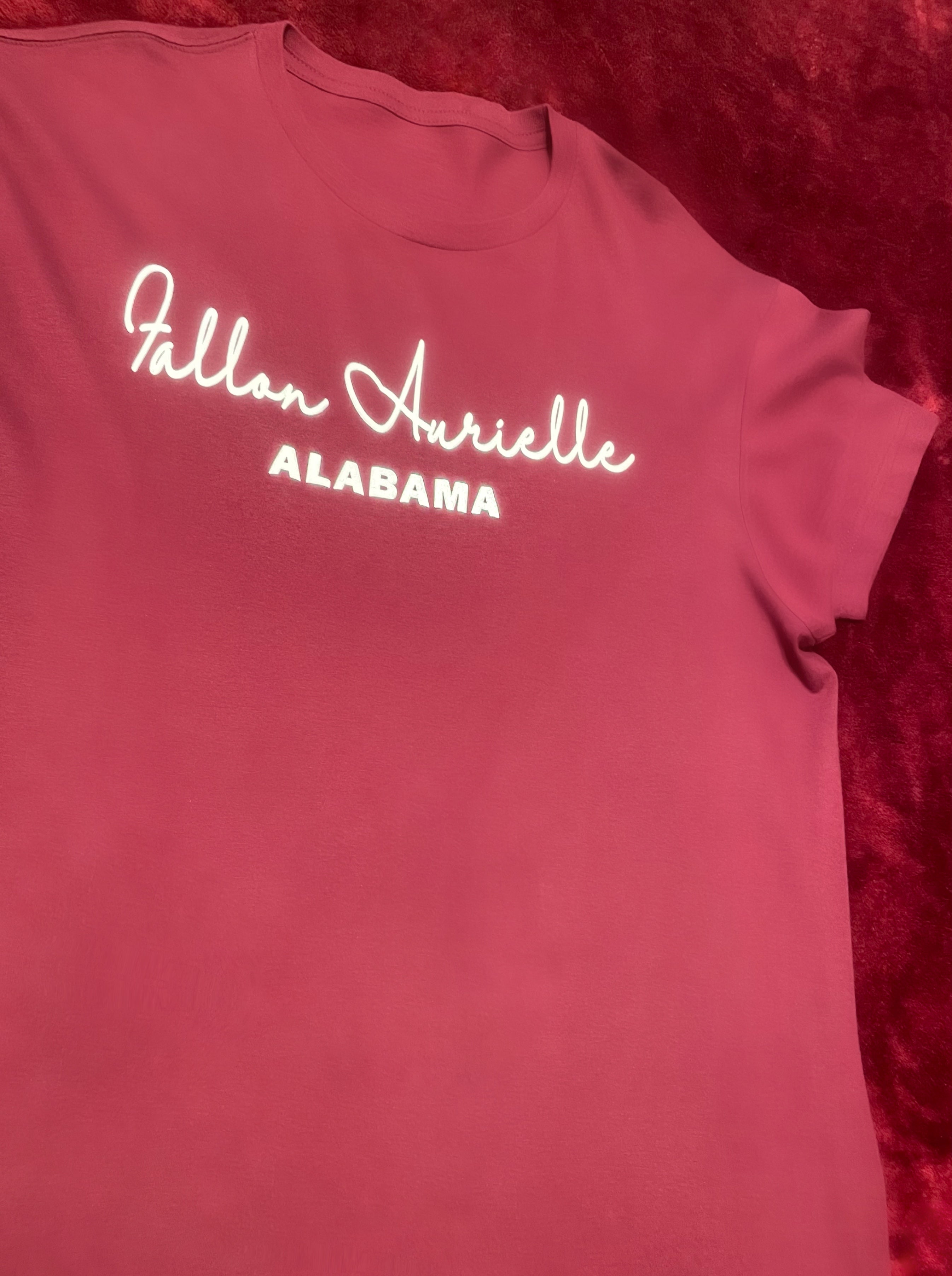 Fallon Aurielle Unisex Signature Alabama Rep Yo Set Short Set (Burgundy & White)