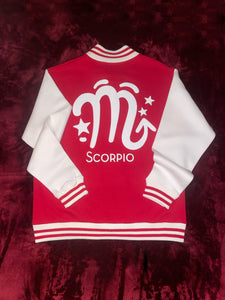 Fallon Aurielle Unisex Signature Scorpio Logo & Name Zodiac Jacket (Red & White)