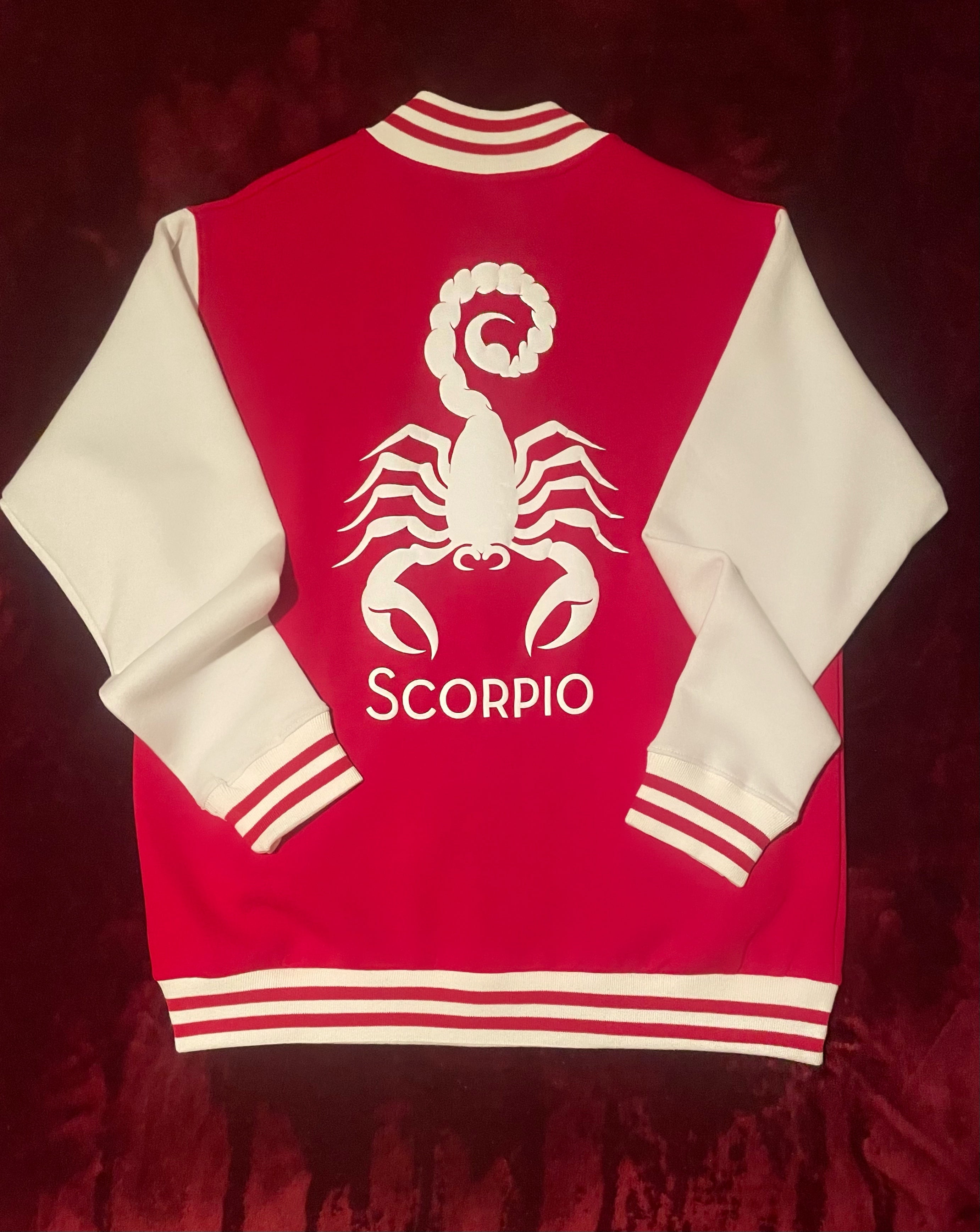 Fallon Aurielle Unisex Signature Scorpio Scorpion Logo & Name Zodiac Jacket (Red & White)
