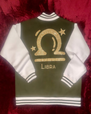 Fallon Aurielle Unisex Signature Libra Logo & Name Zodiac Jacket Jogging Set (Olive Green, Gold & Cream)