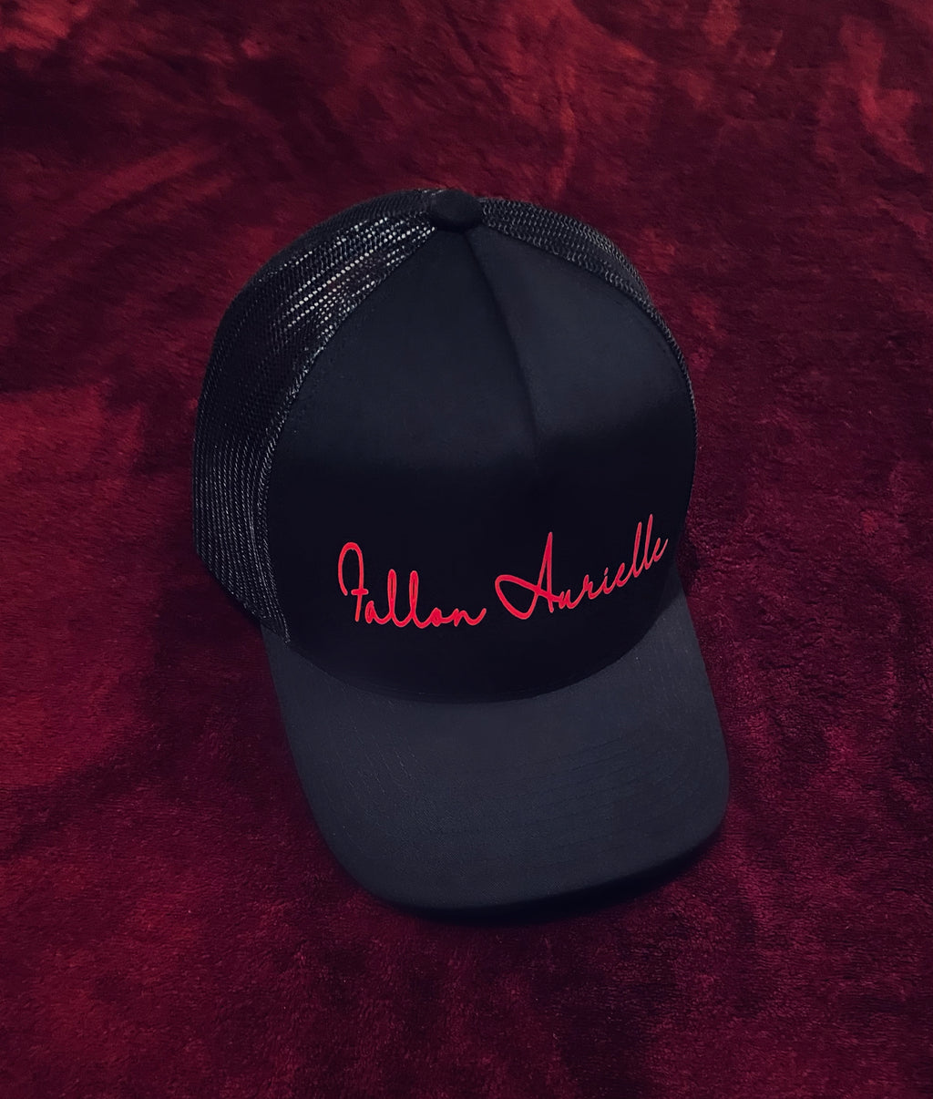 Fallon Aurielle Signature Trucker Snapback Hat (Black & Red)