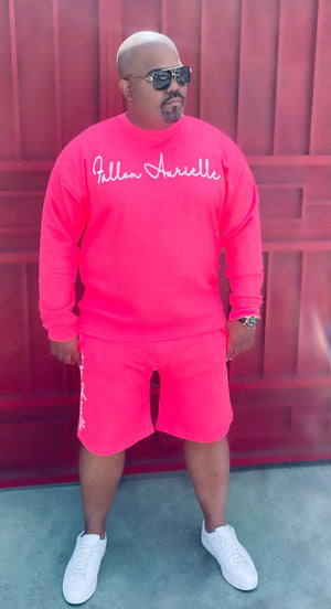 Fallon Aurielle Unisex Signature Gemini Zodiac Crewneck Sweater (Neon Pink & White)