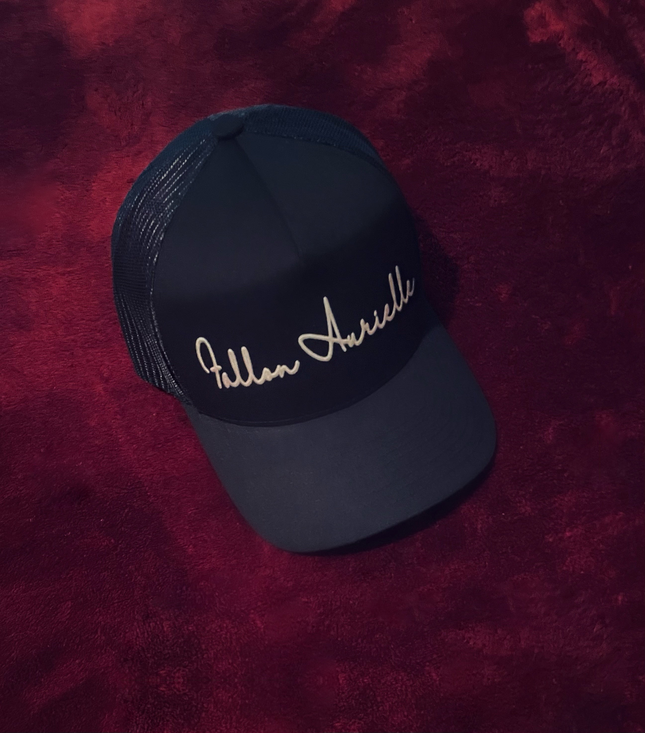 Fallon Aurielle Signature Trucker Snapback Hat (Black & Metallic Silver)